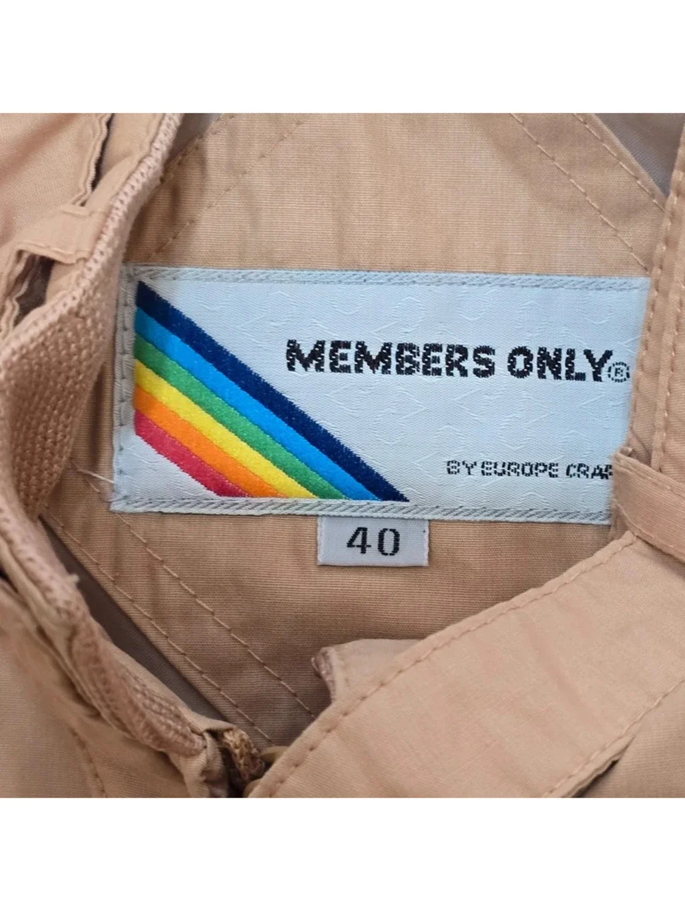 Vintage Members Only Europe Craft Jacket Size 40 Hong Kong Tan Zip Bomber